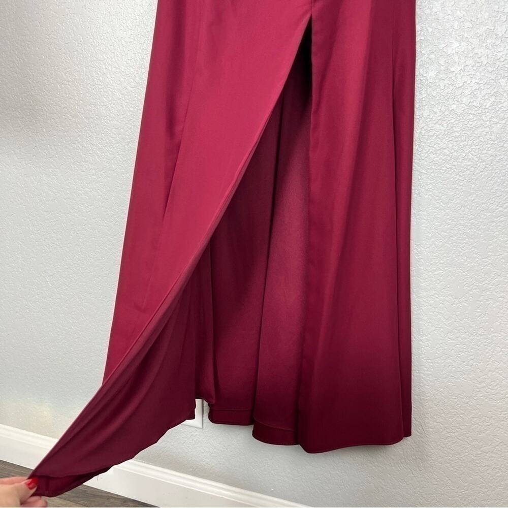 Dessy Collection High-Neck Backless Crepe Trumpet Gown NWT Burgundy Red Dress 10 - Picture 6 of 11